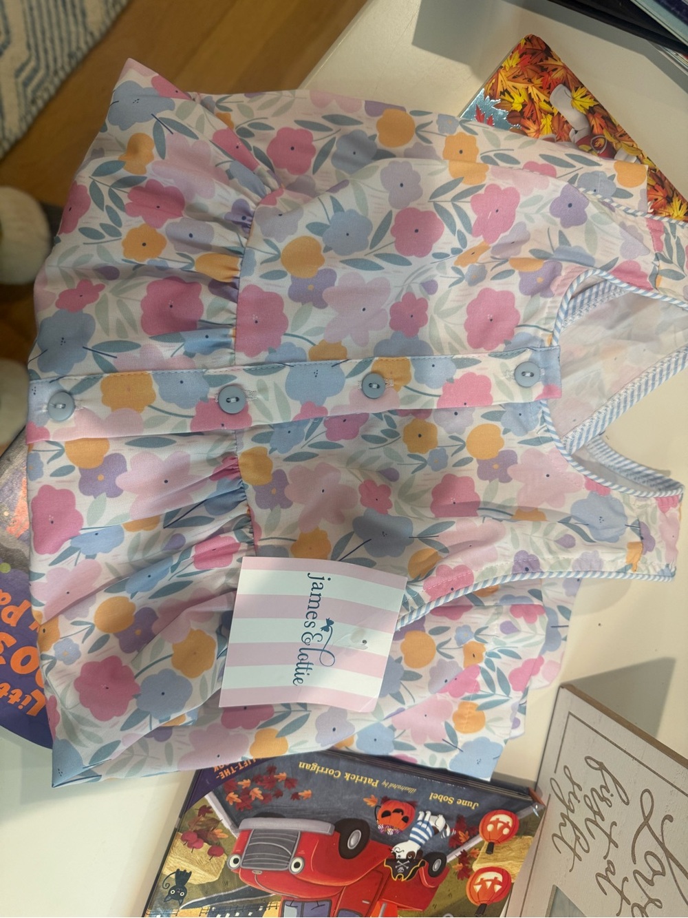 James & Lottie Girls' Floral Sundress - Pink, Blue & Yellow